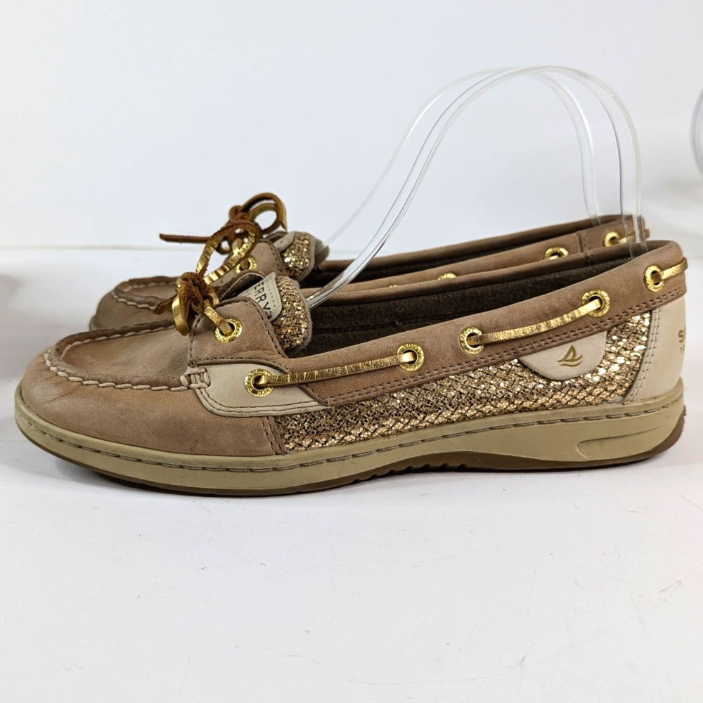 Sperry Top Sider Angelfish Gold Glitter Boat Shoes Women’s 9101759 Size 7.5
